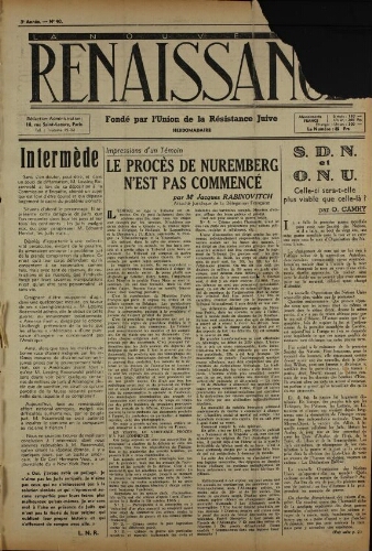 La Nouvelle Renaissance  N°40 (01 févr. 1946)